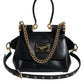 Black Calfskin Leather SICILY Chain Strap Crossbody Bag