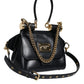 Black Calfskin Leather SICILY Chain Strap Crossbody Bag