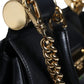 Black Calfskin Leather SICILY Chain Strap Crossbody Bag