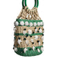 Beige Green Rafia Seashells Crystal Bucket Bag