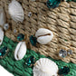 Beige Green Rafia Seashells Crystal Bucket Bag