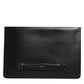 Black Calfskin Leather Mediterranean Pouch Bag