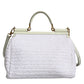 White Rafia Leather SICILY Crossbody Bag