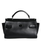 Black Leather SICILY Top Handle Crossbody Bag