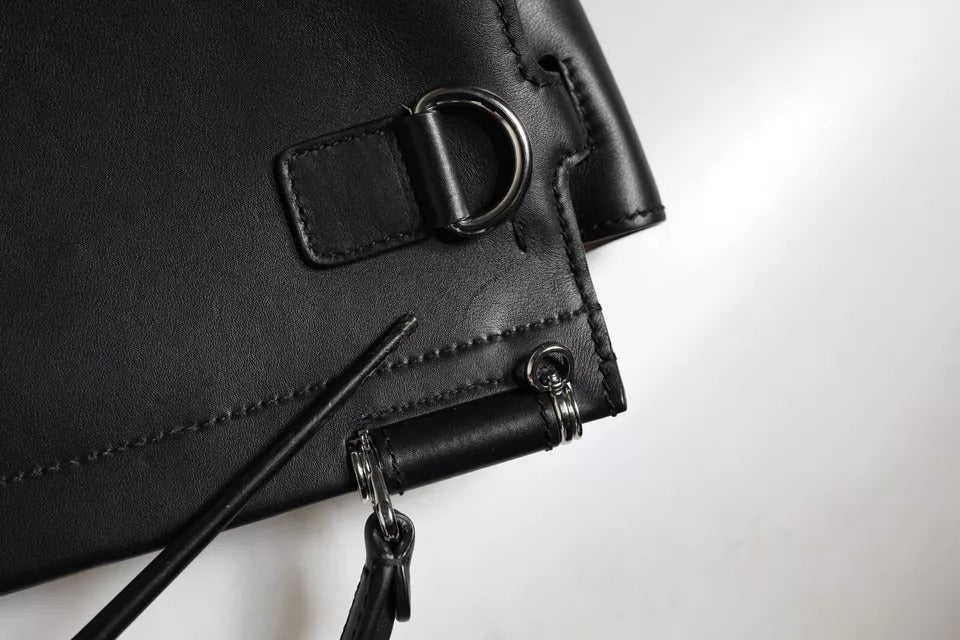 Black Leather SICILY Top Handle Crossbody Bag