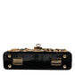 Black Velvet Floral Crystal Clutch Evening Purse Bag