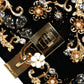 Black Velvet Floral Crystal Clutch Evening Purse Bag