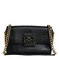 Black Leather DG Millennials Crystal Crossbody Bag