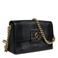 Black Leather DG Millennials Crystal Crossbody Bag