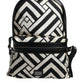 Black White Nylon Leather Travel Back Pack Bag