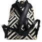 Black White Nylon Leather Travel Back Pack Bag