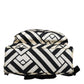 Black White Nylon Leather Travel Back Pack Bag