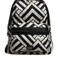 Black White Nylon Leather Travel Back Pack Bag