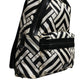 Black White Nylon Leather Travel Back Pack Bag