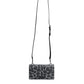 Black Gray Leopard Leather Bifold Card Slot Crossbody Bag