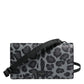 Black Gray Leopard Leather Bifold Card Slot Crossbody Bag