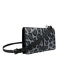 Black Gray Leopard Leather Bifold Card Slot Crossbody Bag