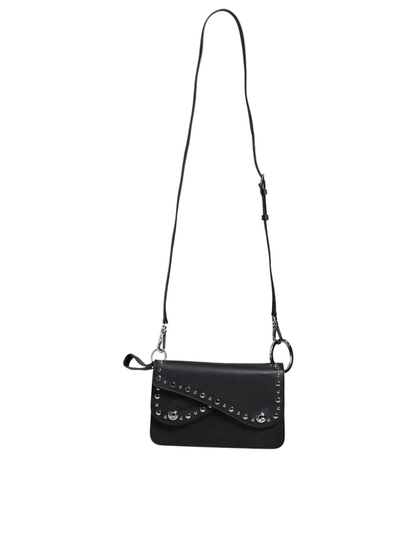 Black Small Leather Studded Shoulder Crossbody Bag