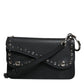 Black Small Leather Studded Shoulder Crossbody Bag