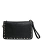 Black Small Leather Studded Shoulder Crossbody Bag