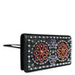 Black Leather Crystal Shoulder Crossbody Clutch Bag