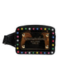 Black Leather LED Logo Belt Waist Fanny Pack Bag