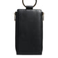 Black Leather Logo Plaque Neck Strap Card Coin Wallet