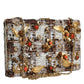 Multicolor Tweed Floral Clutch Crossbody Bag