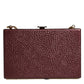 Maroon Leather Clutch Evening Crossbody Bag