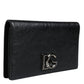 Black Leather DG Logo Bifold Card Slot Crossbody Bag