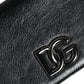 Black Leather DG Logo Bifold Card Slot Crossbody Bag