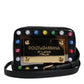 Black Leather LED Logo Shoulder Crossbody Bag