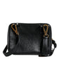 Black Leather LED Logo Shoulder Crossbody Bag