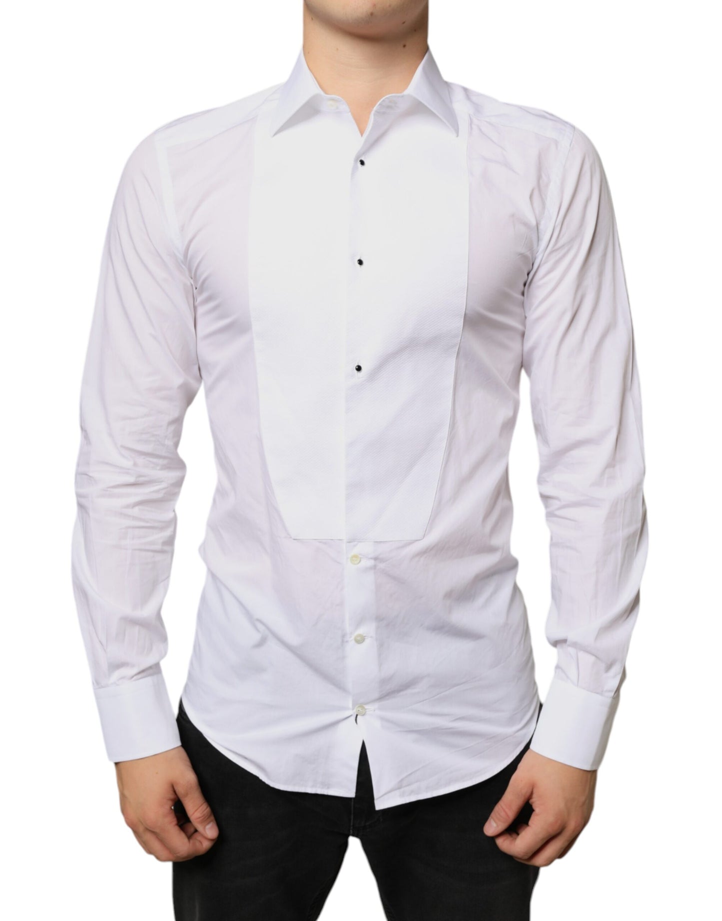 White Bib Cotton Poplin Formal Dress Shirt