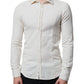 Off White Cotton Collared Men Formal Dress Shirt