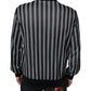 Black White Stripes Full Zip DNA Milano Men Sweater