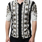 White Black Silk Studded Stone Crystal Shirt