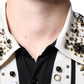 White Black Silk Studded Stone Crystal Shirt