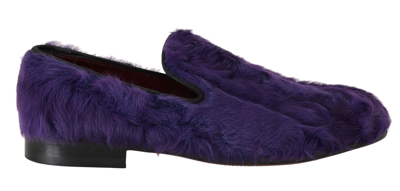 Plush Purple Sheep Fur Loafers