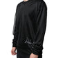 Black Polyester Pullover Sweatshirt Sweater