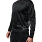 Black Polyester Pullover Sweatshirt Sweater