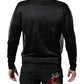 Black Polyester Pullover Sweatshirt Sweater