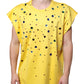 Yellow Cotton Crystal Sleeveless T-shirt