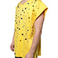 Yellow Cotton Crystal Sleeveless T-shirt