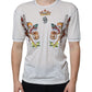 White Angel Crown Print Crew Neck T-shirt