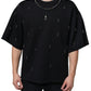 Black Polyester Necklace Embellished T-shirt