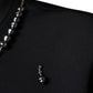 Black Polyester Necklace Embellished T-shirt