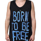 Black Cotton Born To Be Free Sleeveless T-shirt