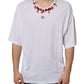 White Cotton Necklace Embellished T-shirt