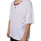 White Cotton Necklace Embellished T-shirt